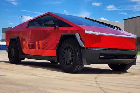 Chrome-Red-Cybertruck-Vinyl-Wrap