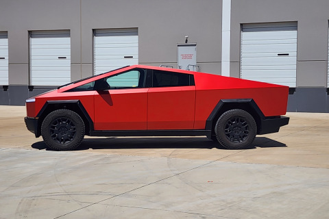 Satin-Red-Cybertruck-Wrap
