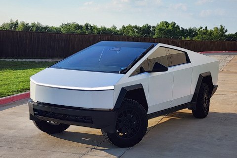 Satin-White-Wrapped-Cybertruck