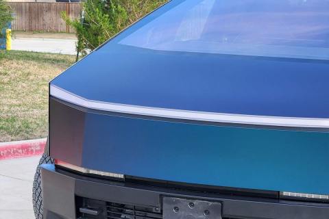 Blue Cybertruck Wrap Installation in Frisco, TX