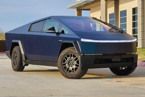 Blue Cybertruck Wrap Installation in Tampa, FL