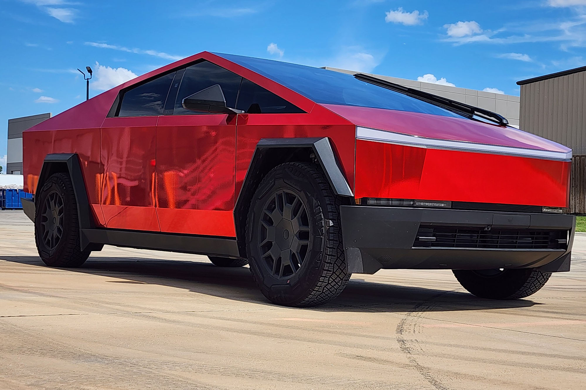 Cybertruck wrapped on location in Miami