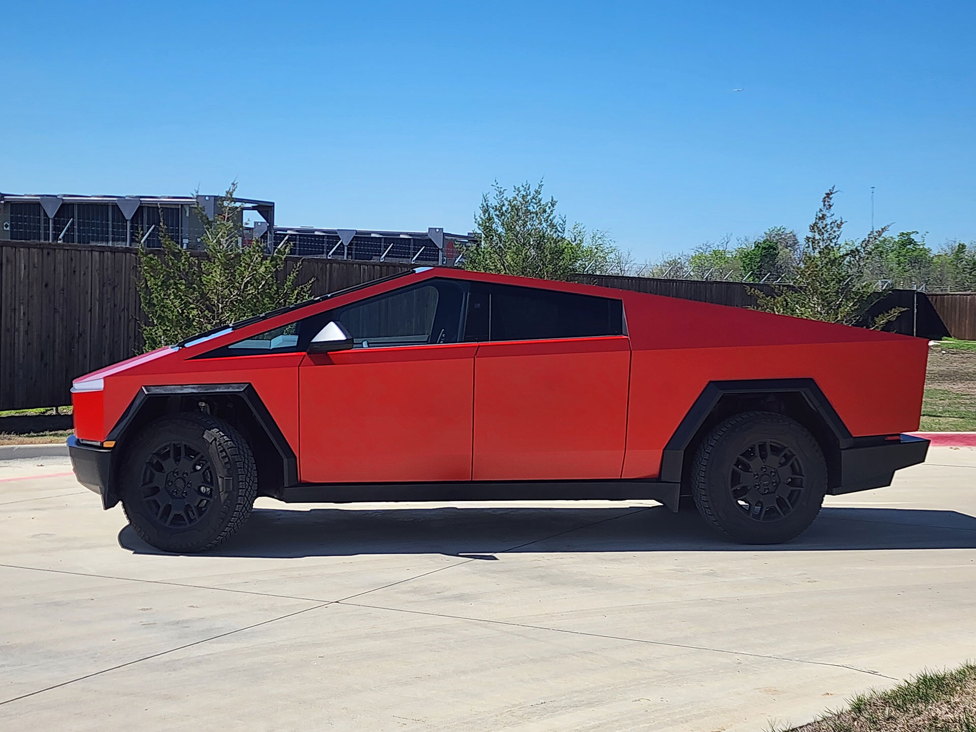 Cybertruck finished in matte protective film