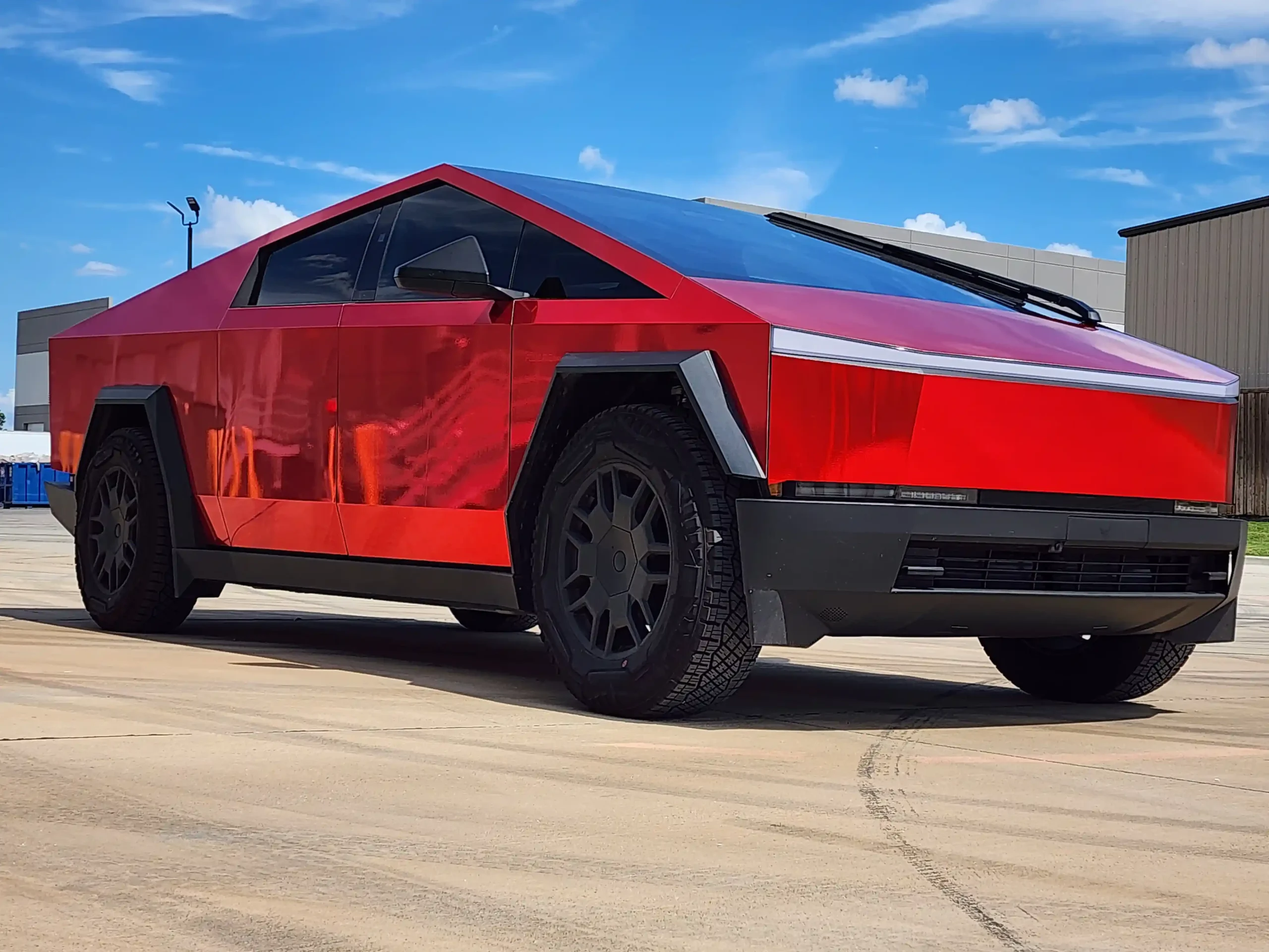 Chrome reflective Cybertruck wrap in Los Angeles